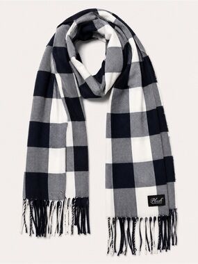 Lush Navy, Black & White Check Scarf for Men